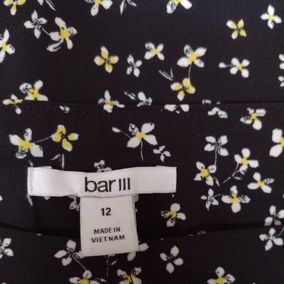 Bar III A Line Skirt Black with White and Yellow Flowers Size 12 NWT - Picture 6 of 6